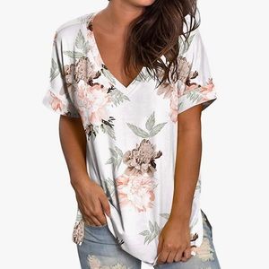 Floral Top V Neck